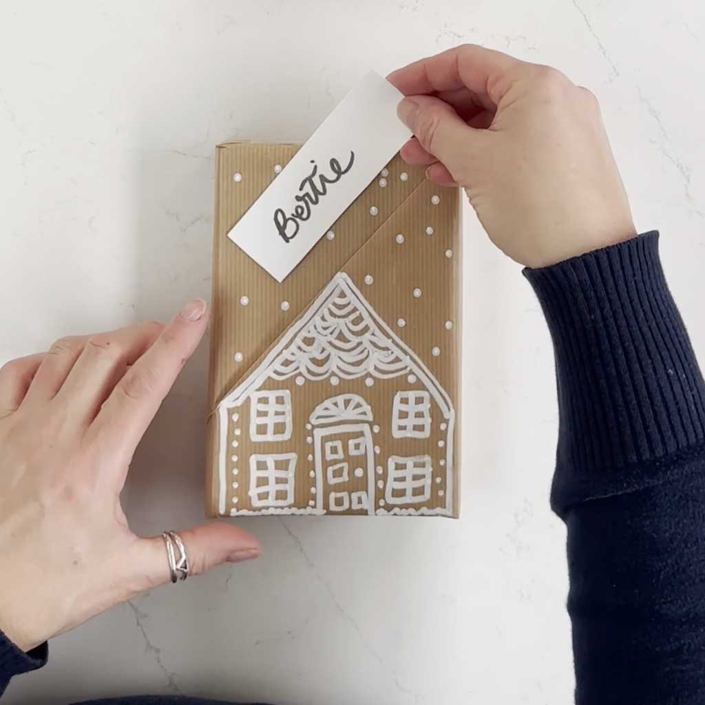 Wrapping Paper Ideas: Angled Pocket Giftwrap Gingerbread House