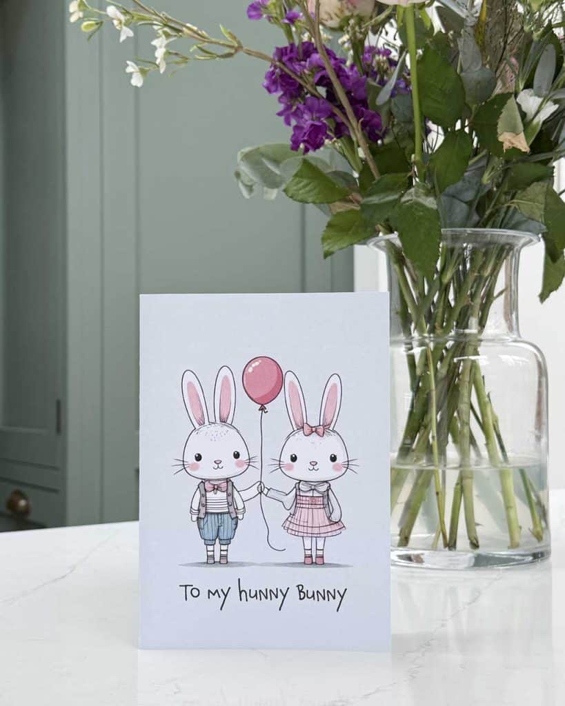 Make this cute Bunny Valentines Day Cards Printable