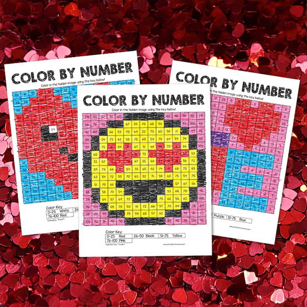 Free Valentines Printables: Valentine Color by Number