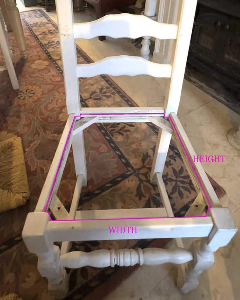Rush Chair Seat Replacement DIY Tutorial — measuring for the template.