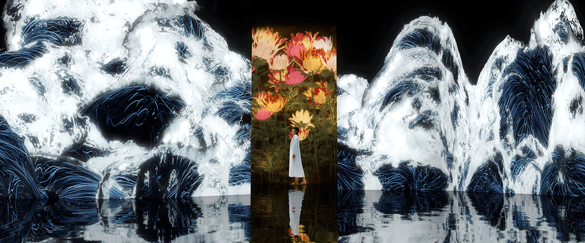 teamLab: Impermanent Flowers Floating in a Continuous Sea, Kumu Art Museum ©teamLab