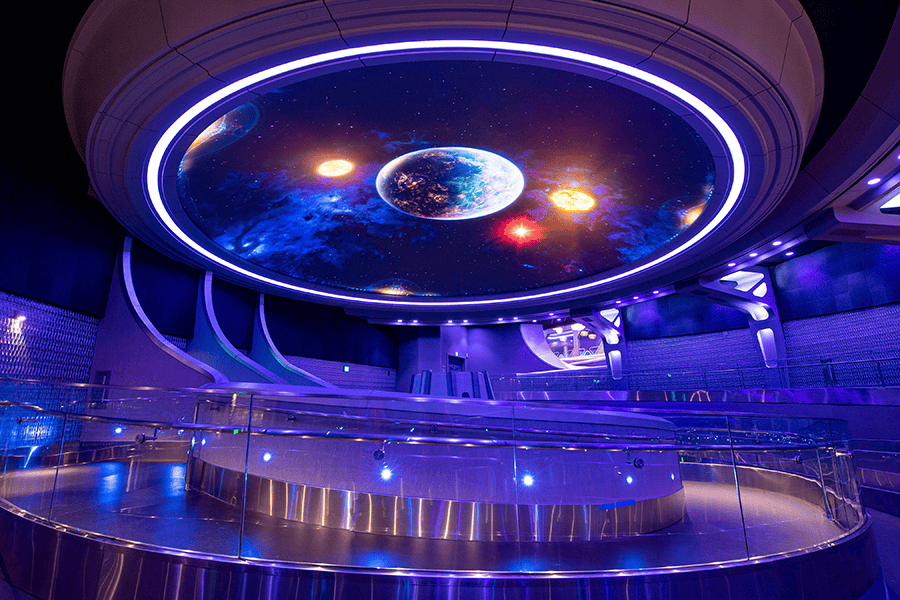 The Galaxarium is a planetarium-style space showcasing planets, stars, and other intergalactic wonders that connect residents of Earth and the planet Xandar. (David Roark, photographer)