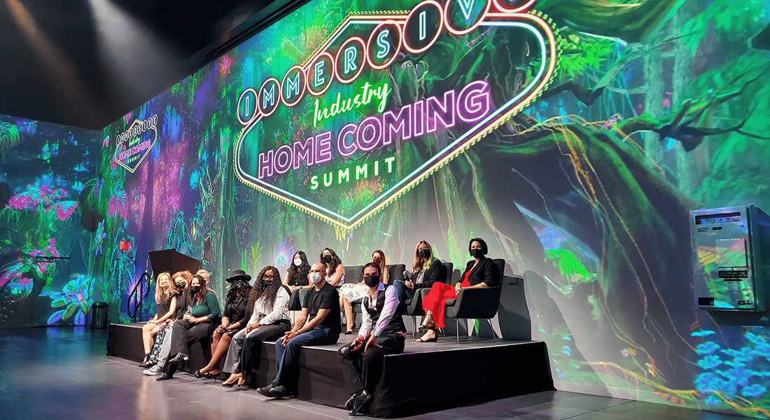 A panel of speakers answers questions from the audience at the Immersive Industry Homecoming Summit.