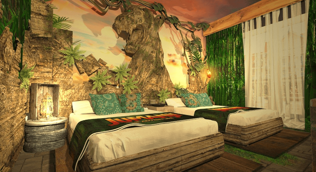 Jumanji themed hotel room.