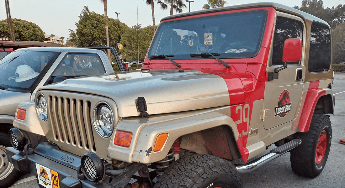 A Jurassic Park Jeep was one of many vehicles on display in the parking lot (photo by Spencer Bollettieri)
