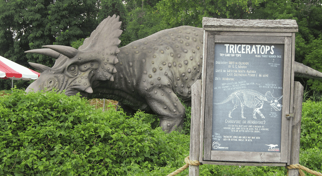 Signs educate guests on the dinosaurs they are seeing (photo by Stephanie Kaplan)