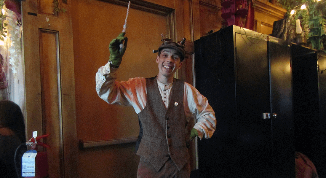 A wizarding server prepares to cast a magical spell at The Cauldron NYC (photo by Stephanie Kaplan)