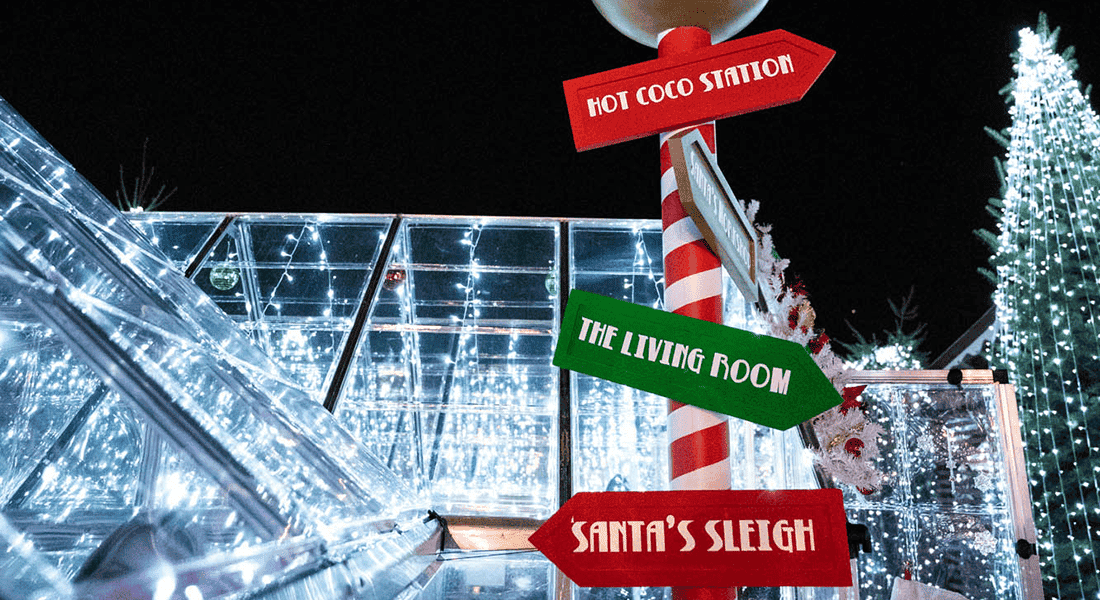 The sign's point the way at The Santa Clauses' Winter Wonderland (photo courtesy of Disney/Bucket Listers)