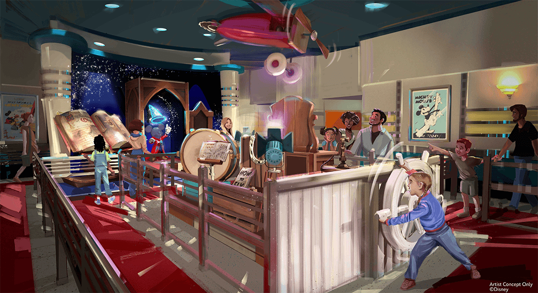 Disney Artist Concept Image of what Mickey & Minnie’s Runaway Railway queue will look like (© Disney)