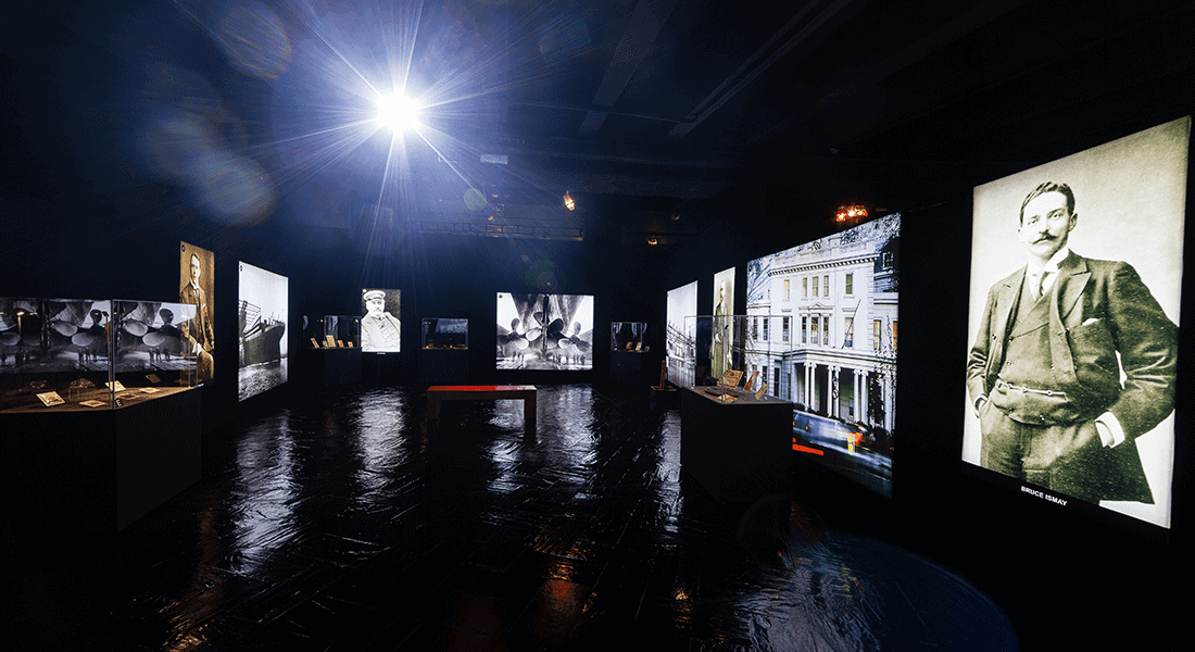 Large rooms with massive projected images and props help bring the history of the Titanic to life. (Photo courtesy of Musealia)