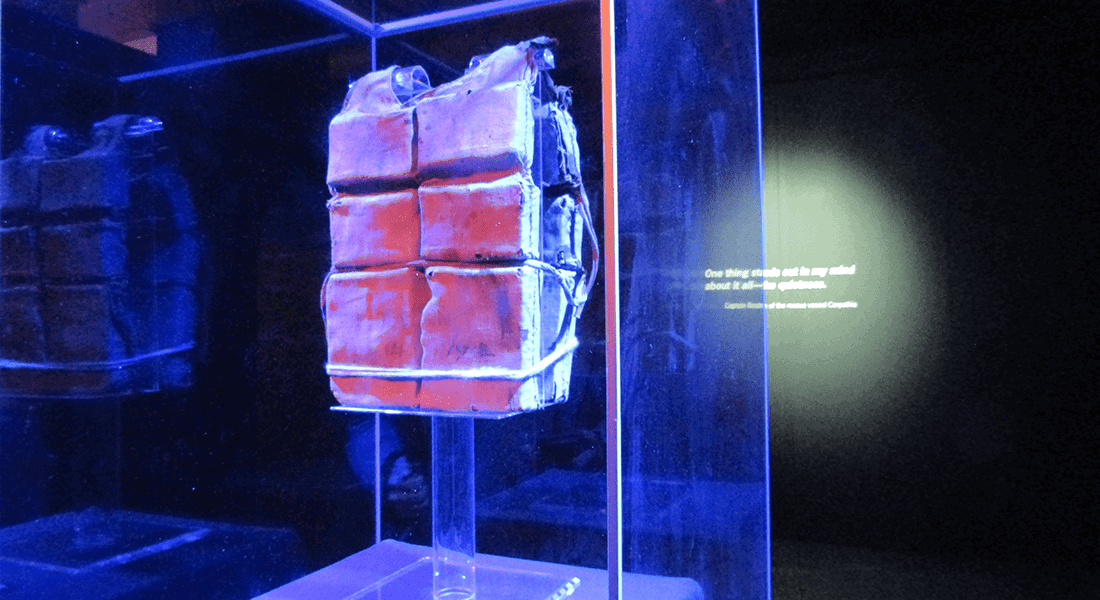 Guests can see an actual life jacket from the Titanic (photo by Stephanie Kaplan)