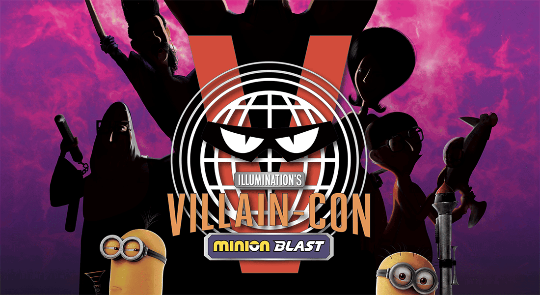 Step onto a moving pathway and fight your way to becoming a top supervillain at Villain-Con Minion Blast