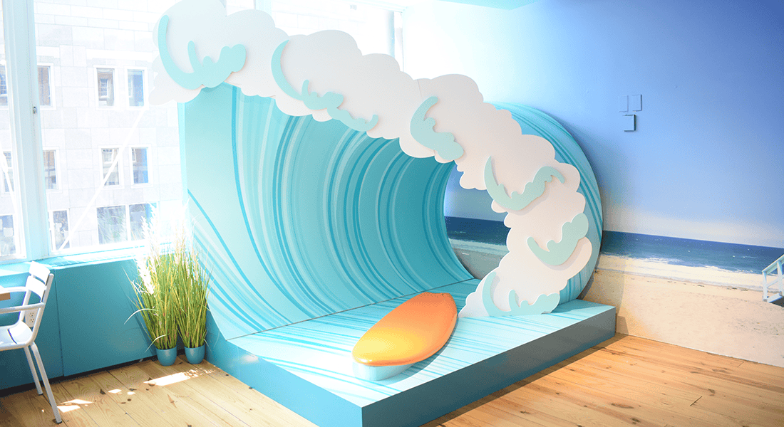 Surf's Up at Malibu Barbie Cafe in NYC where perfect Instagram moments await (photo by V.Misiti for Theme Park Magazine)