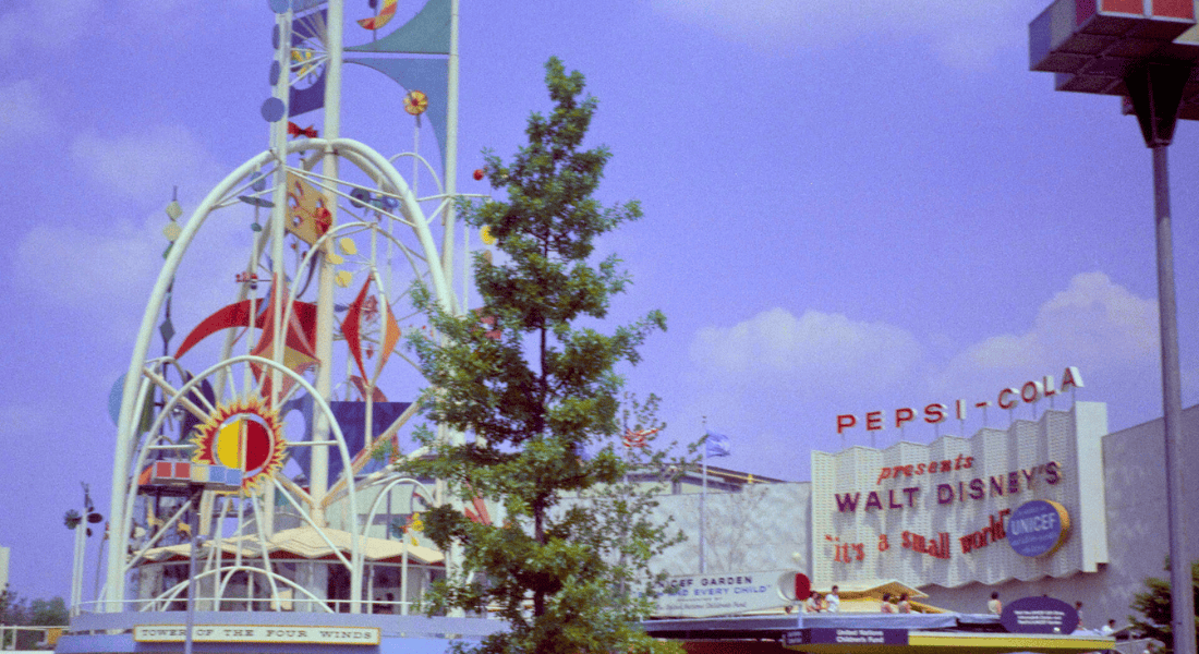 Rolly Crump's Tower of the Four Winds created a majestic entrance to "it's a small world" at the 1964-65 New York World's Fair.