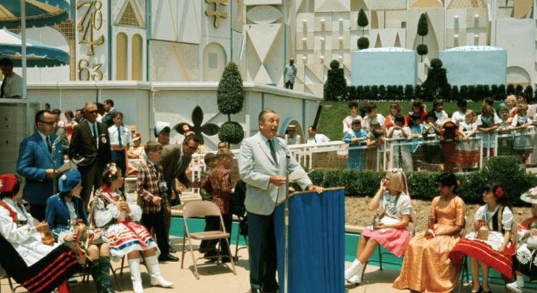 Walt Disney welcomes children from around the world to "it's a small world" on its opening day at Disneyland. (Photo ©Disney)