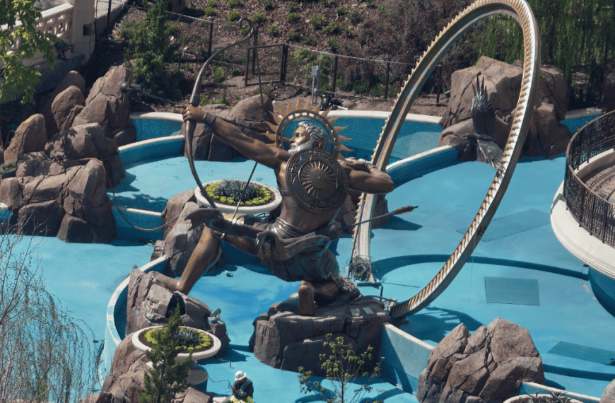 Statue of Helios at Universal Epic Universe in Florida