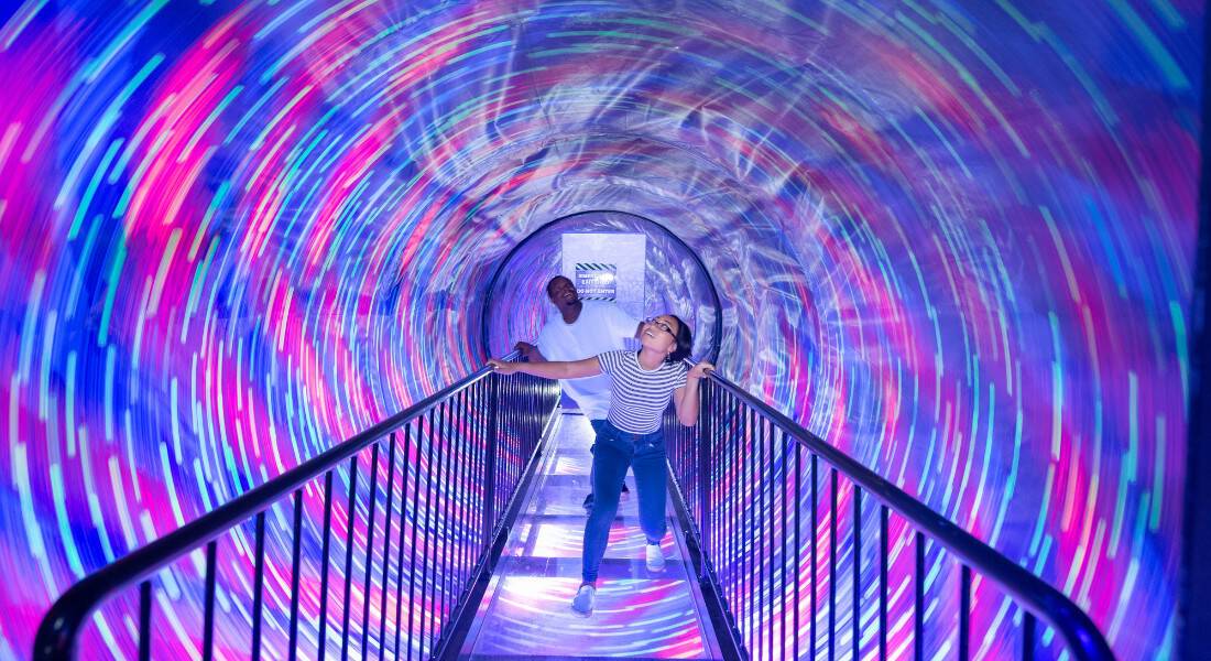 Upon exiting the lobby for your adventure, you will walk through the "Inversion Tunnel," which will help "realign" you with the building. :) (Photo courtesy of WonderWorks Myrtle Beach)