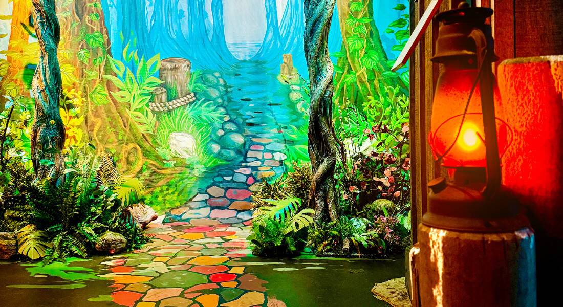 The trees are handmade in the storybook forest.