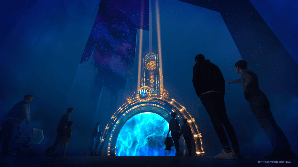 Concept art by Universal on what the portal would look like for the tour. It's a good match to the original.