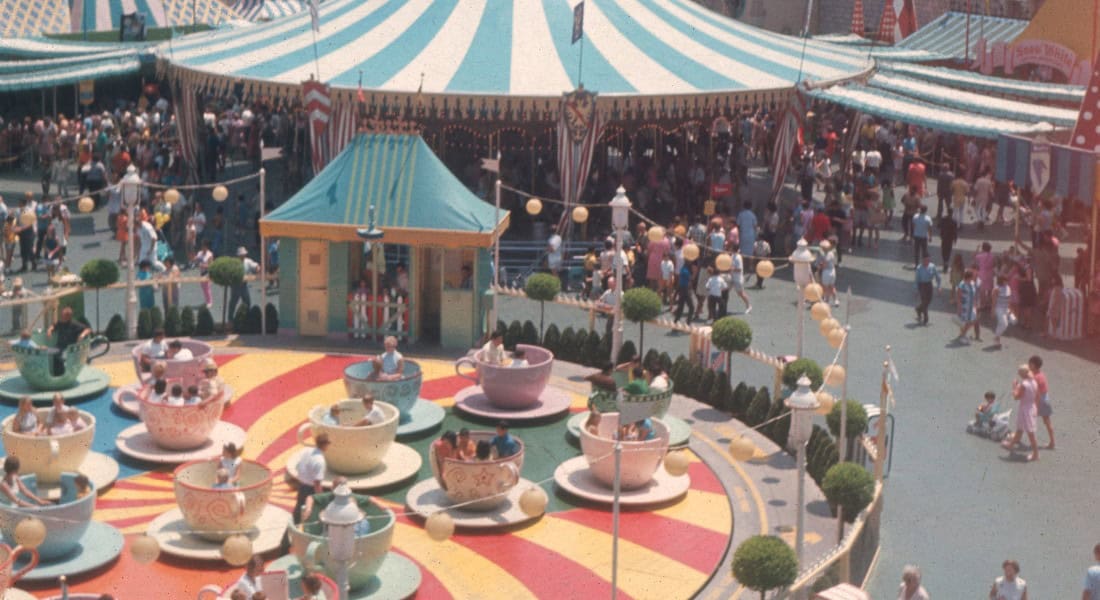 The Mad Tea Party was an opening day ride at Disneyland. (Photo courtesy of Theme Park Magazine archives)