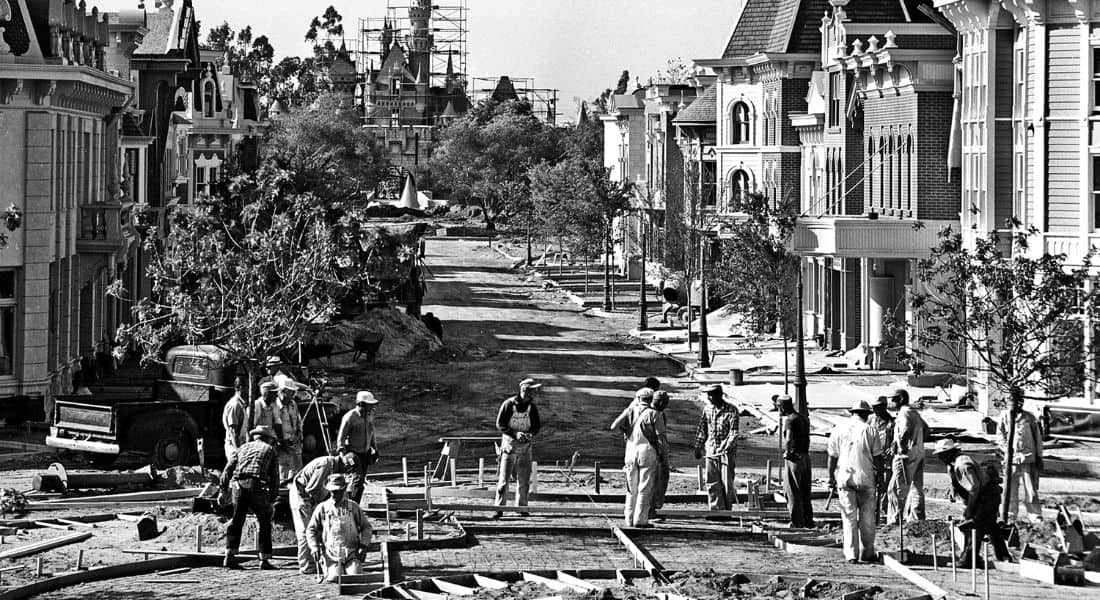 Disneyland Main Street USA being built in 1955 (Photo courtesy of ©Walt Disney Company)