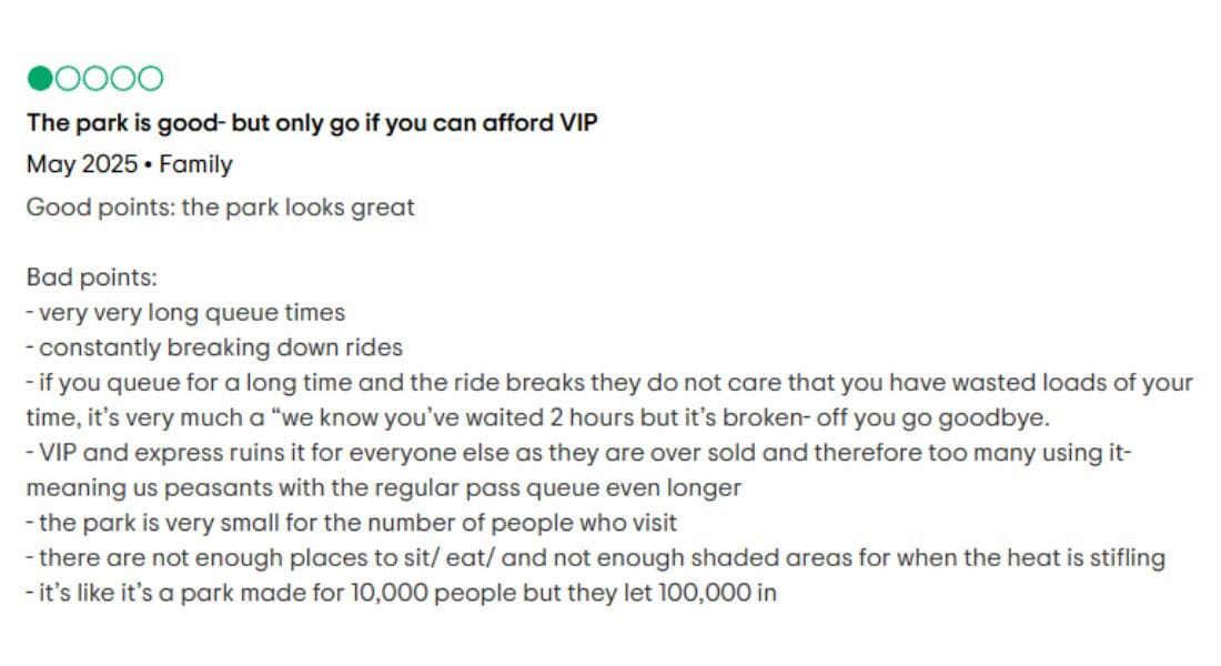 Trip Advisor Review of Epic Universe