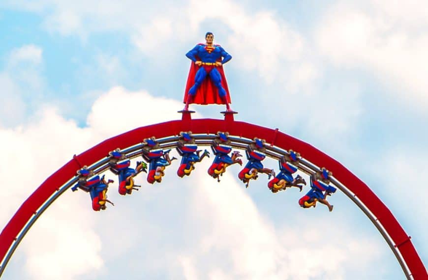 Superman ride at DC Universe in Six Flags Fiesta Texas