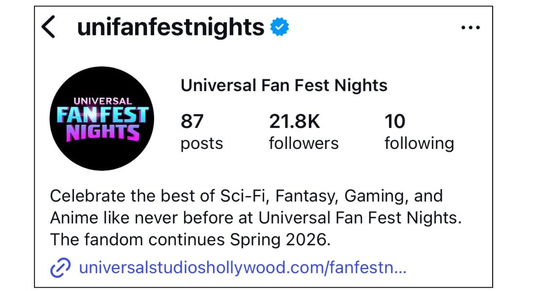 Universal's Popular Fan Fest Nights are returning in 2026. (Image: Universal Fan Fest Nights on Instagram)