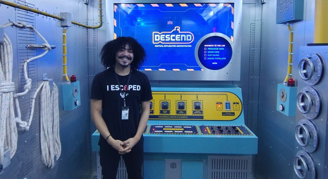 G-Mo of The Escape Game shows off one of the immersive escape rooms called The Depths. Your goal is to investigate a deep-sea laboratory that’s recently gone dark. (Photo by Spencer Bollettieri for Theme Park Magazine)