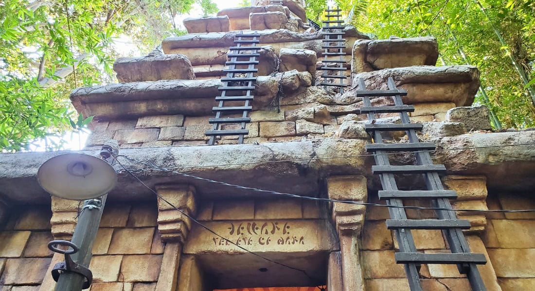 The temple at the Indiana Jones Adventure ride in Disneyland. (photo by Joe Tracy for ©Theme Park Magazine)