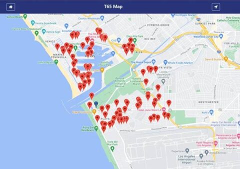 Red Pins on T-65 Locator Map