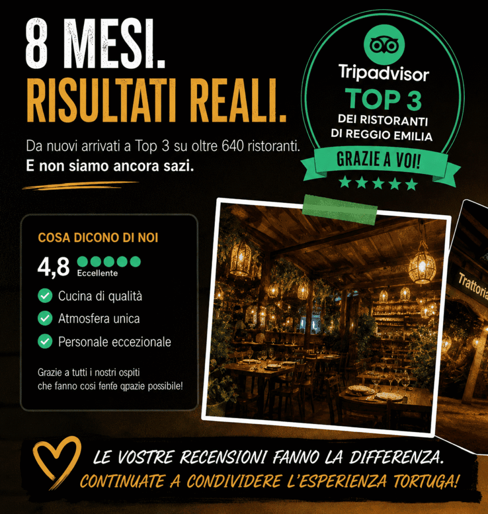 Recensioni positive di Tortuga Bay RistoPub, top 3 ristoranti a Reggio Emilia secondo TripAdvisor, atmosfera unica e cucina di qualità.