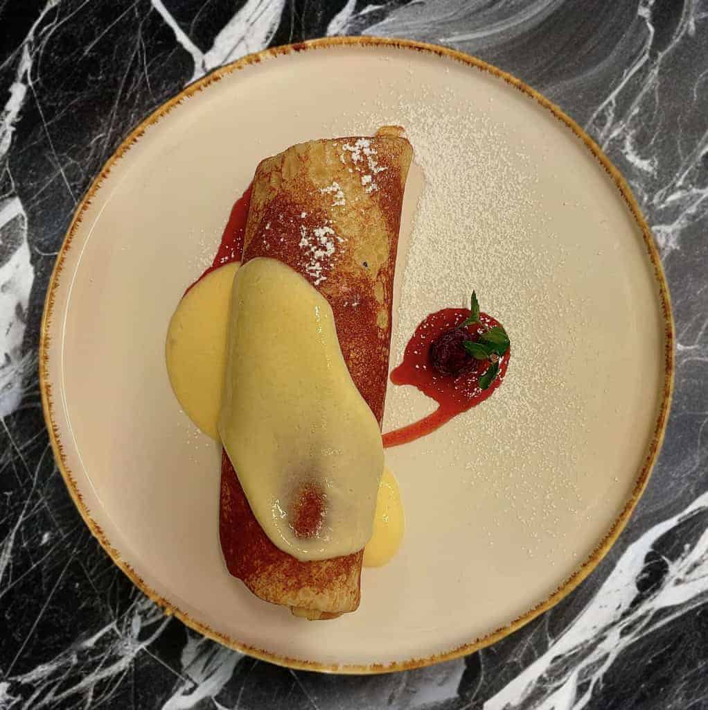 Baracklekváros óriás palacsinta vanília öntettel