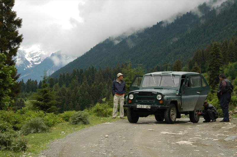 Jeep and Flat Tires - Svaneti, Georgia