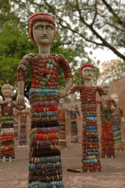 Sculptures made from recycle materials and trash at Nek Chand's Rock Garden near Chandigarh, India