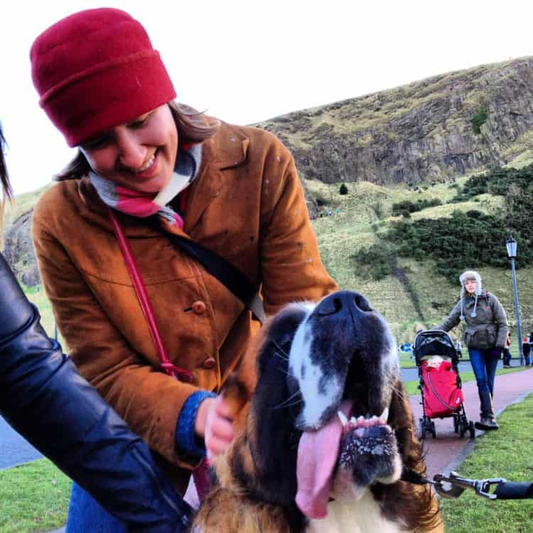 Audrey and St. Bernard Dog at Dogmanay