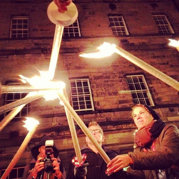 Beeswax and burlap torch lighting Hogmanay