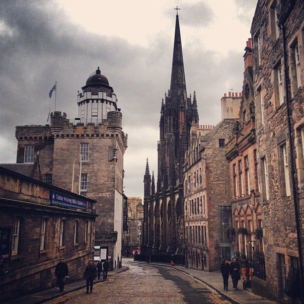 Peering down the Royal Mile from Castle Hill - Edinburgh, Scotland