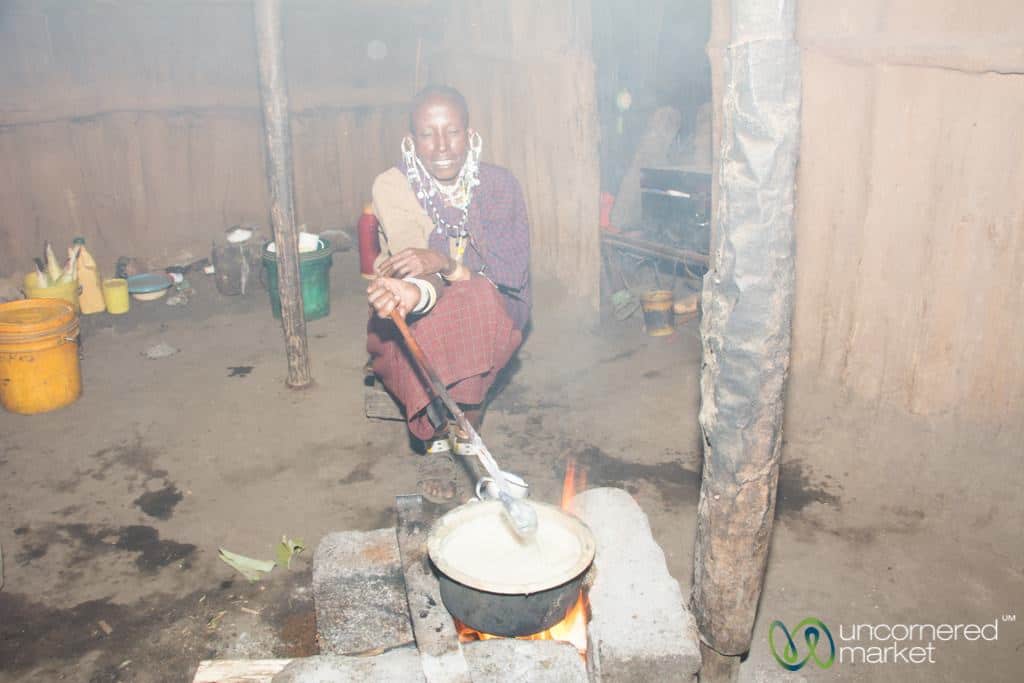 Maasai Hut With Traditional Three-Stone Stove