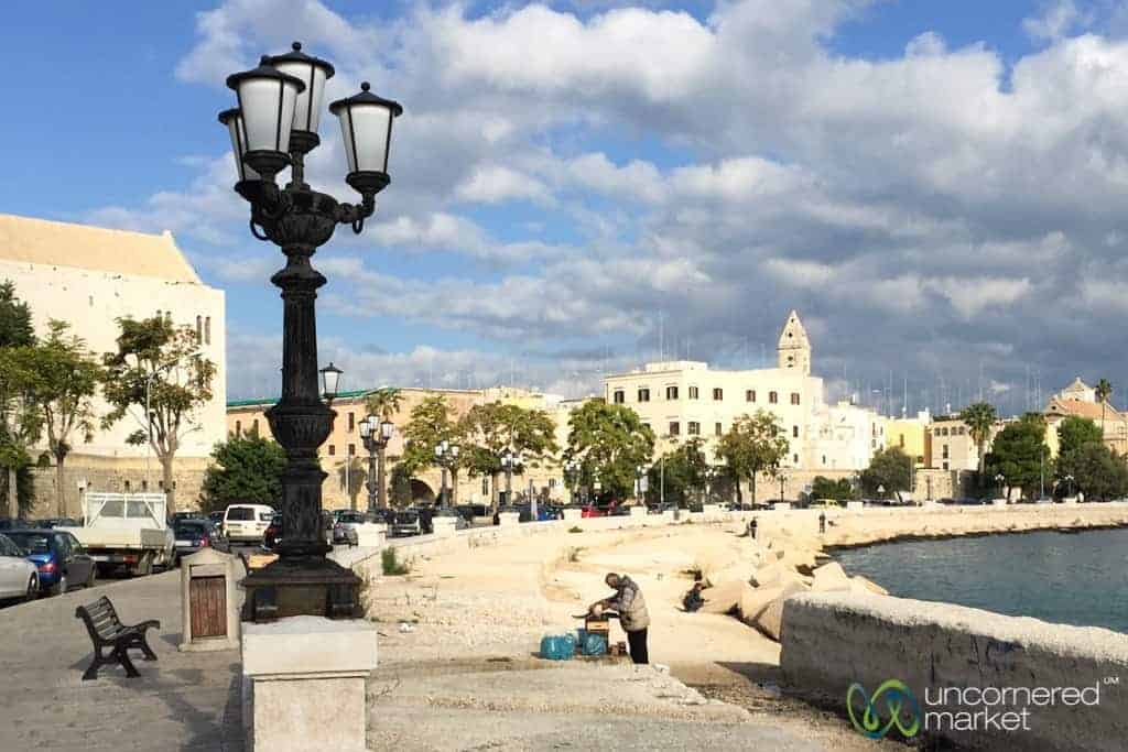 Bari Waterfront and Fisherman