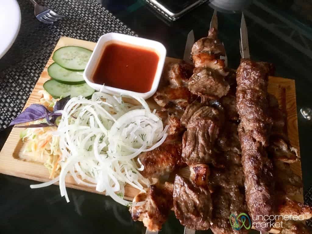 Osh food, shashlik