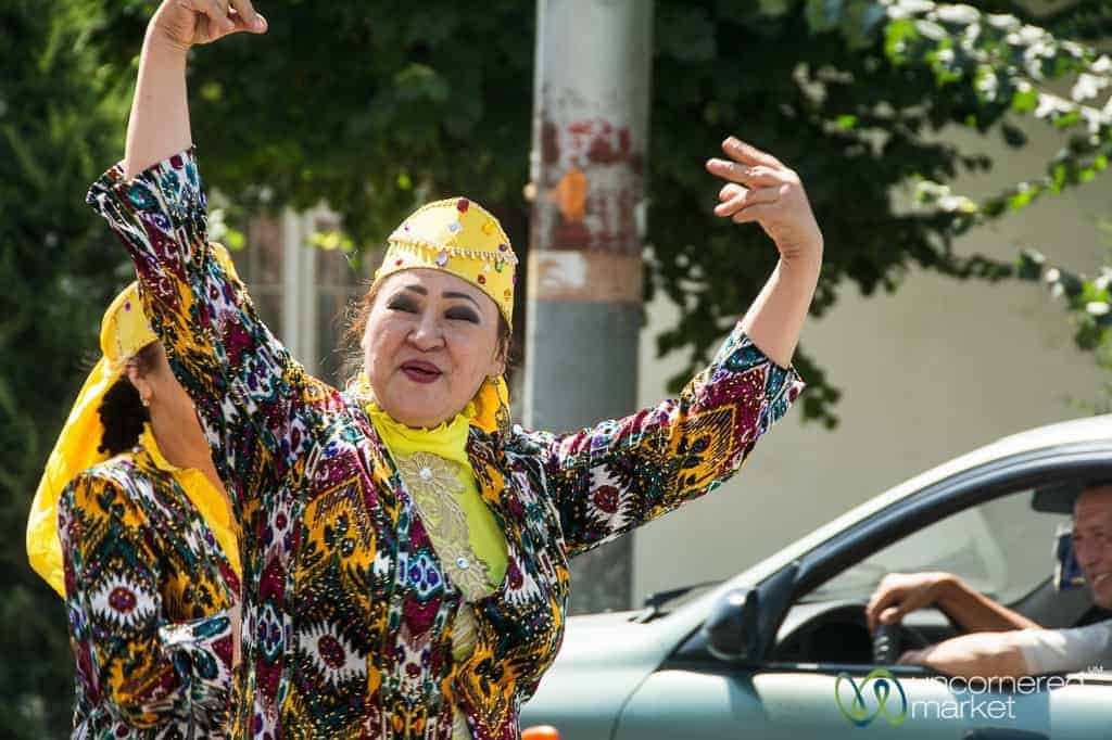 Uzbek fabrics and designs in Osh, Kyrgyzstan