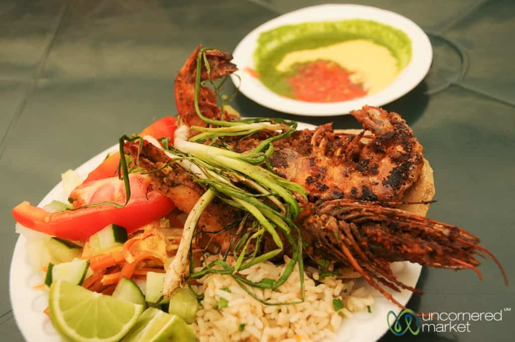 Central American Food, Grilled Prawns