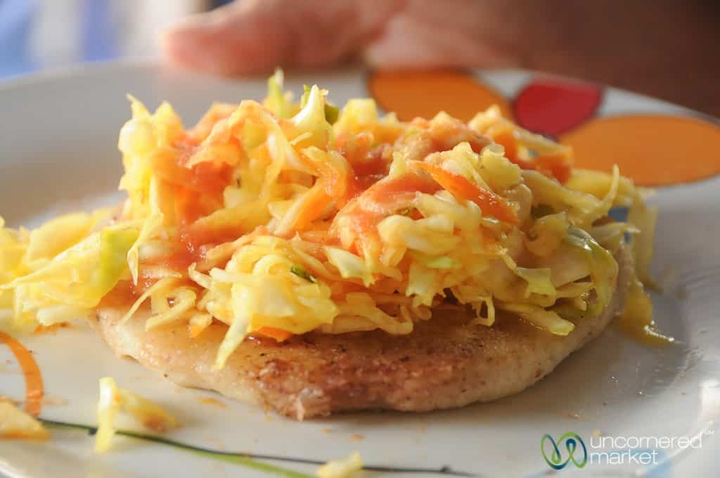 Central American Food, Topped Pupusa