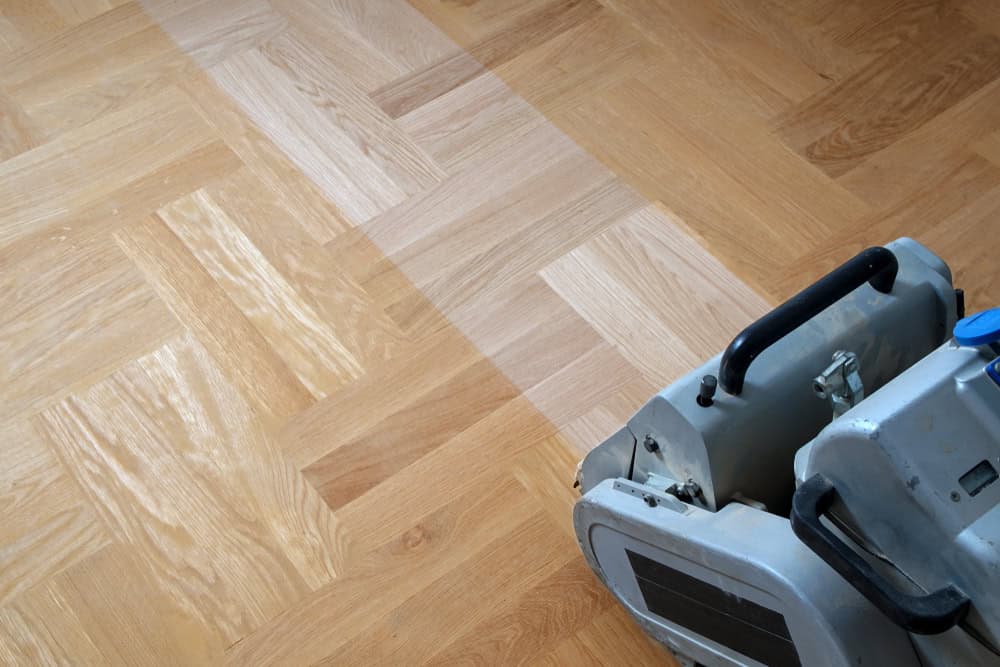 Sanding,Hardwood,Floor,With,The,Grinding,Machine.,Repair,In,The