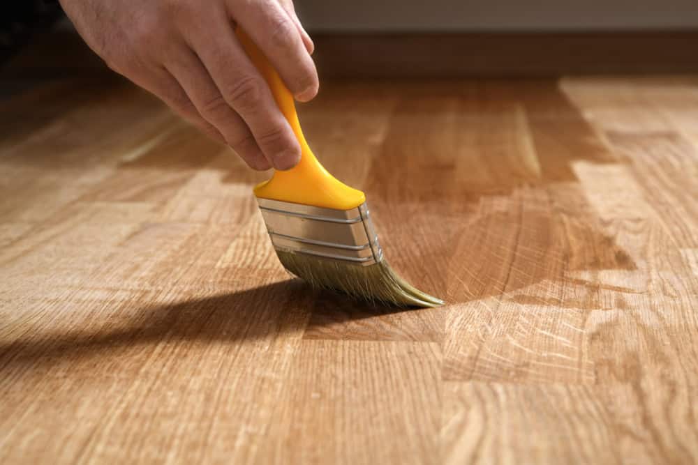 Varnishing,Lacquering,Parquet,Floor,By,Paintbrush, ,Second,Layer.,Home