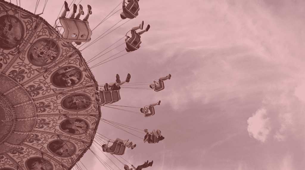 Amusement park swing ride.