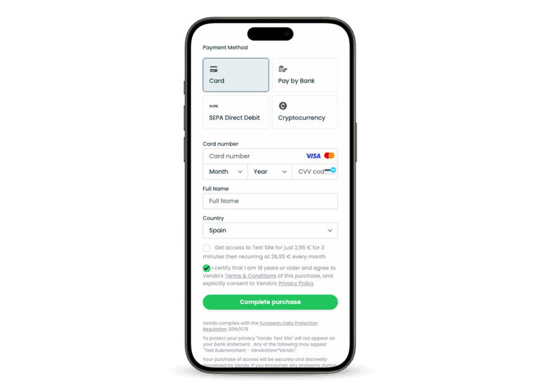 New Vendo Checkout Phone