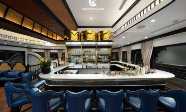 Luxurious cruise bar with elegant design and premium drinks setup at Catherine Cruise.