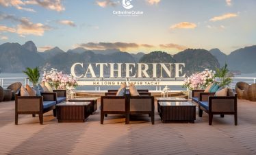 Luxury yacht deck with Seaview, decorated with flowers and modern seating, perfect for unforgettable cruises.